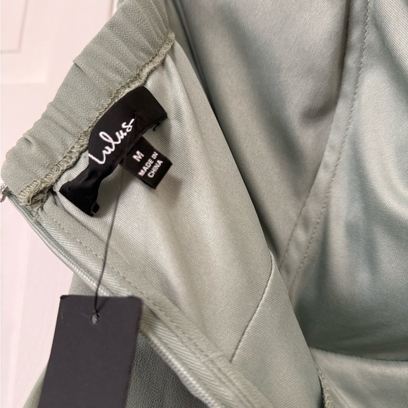 NWT Lulu’s Sage Brush Green Strapless Front Split Bridesmaid Prom Dress Medium - Picture 13 of 16